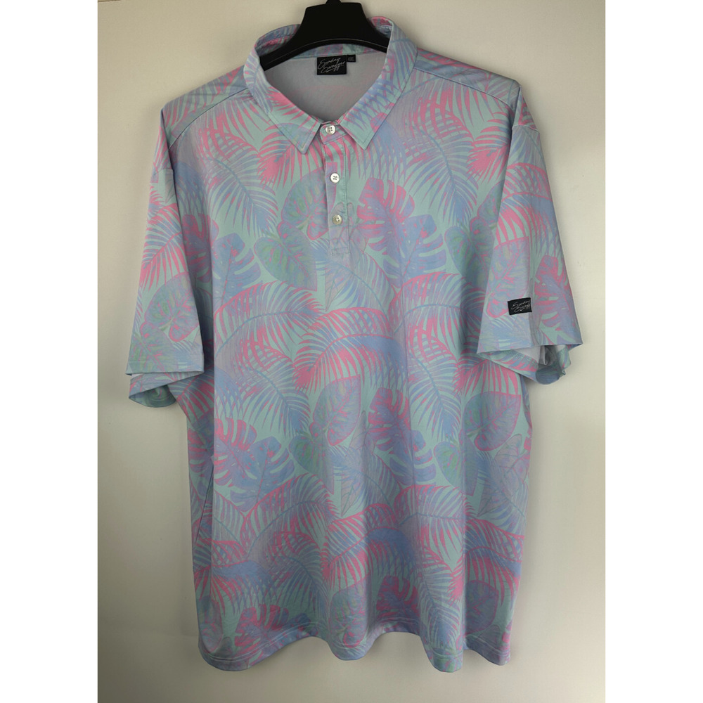 Sunday Swagger Fiji Polo Shirt Golf Tropical Aloha Palm Floral Men's 4XL - Picture 12 of 12